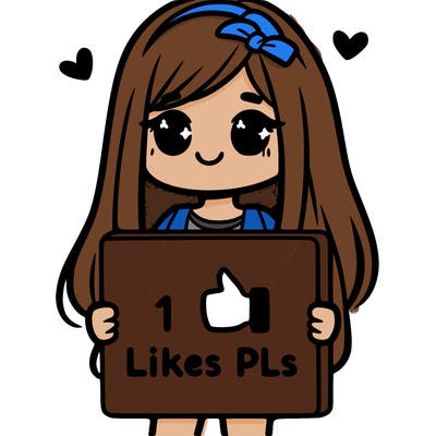 girl holding a sign saying 10 likes pls