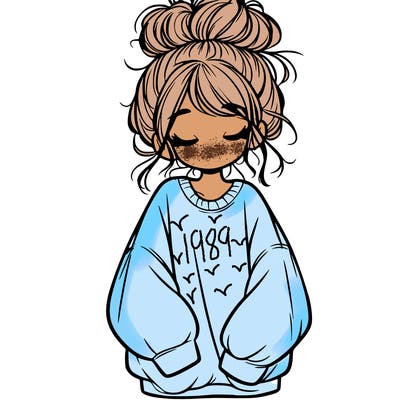 girl with baggy sweatshirt and messy bun