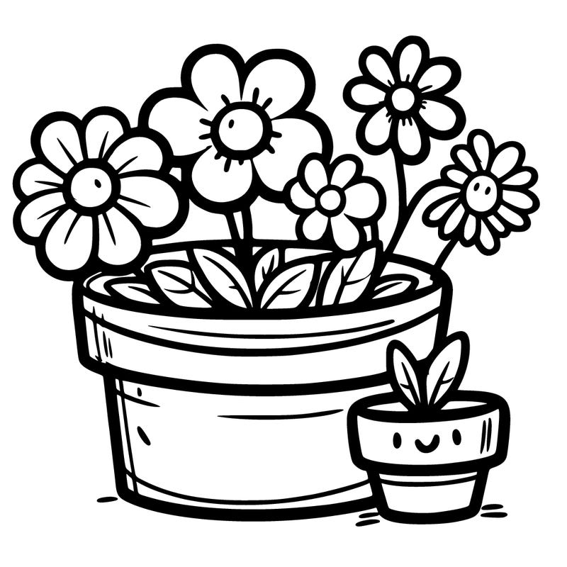 a cute little flower pot with cute flowers