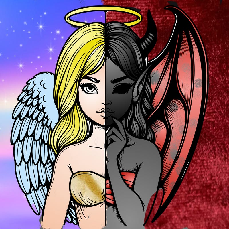 realistic angel half demon