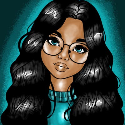 girl with long hair and freckles and glasses realistic