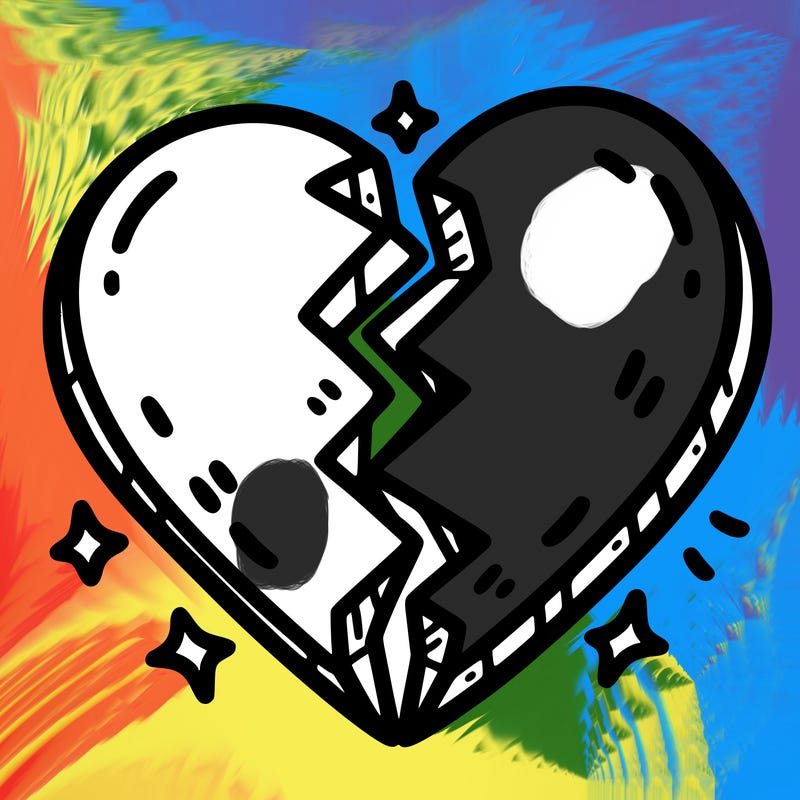 split in half heart