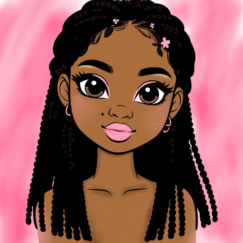 a realistic black girl with braids