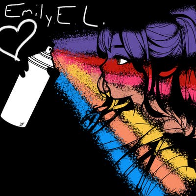 a realistic girl spray, painting