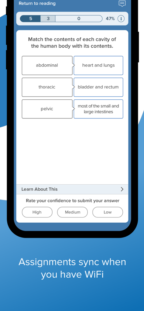 ReadAnywhere - Una tarea correspondiente en la aplicación móvil ReadAnywhere mostrando el progreso y el estado de sincronización Wi-Fi