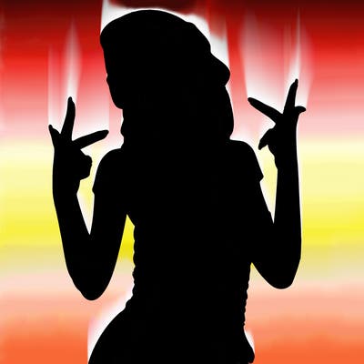 realistic teenage girl with braids and a beanie and crop top doing 🫶🏼