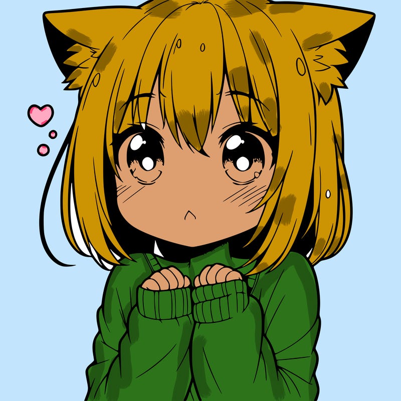 shy anime catgirl