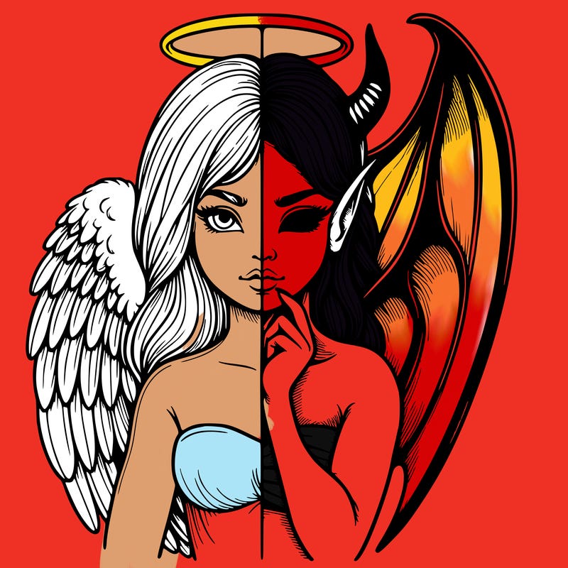 realistic angel half demon