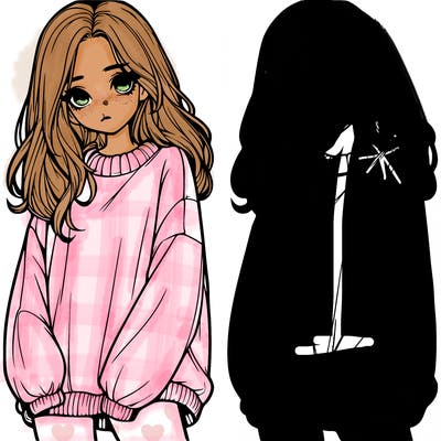 realistic girl with baggy sweater