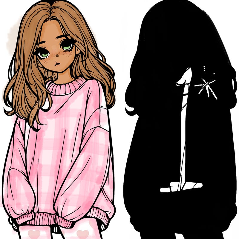 realistic girl with baggy sweater