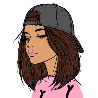 realistic  girl with a backwards hat