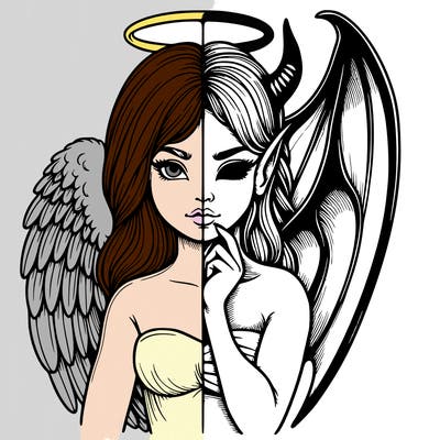 realistic angel half demon