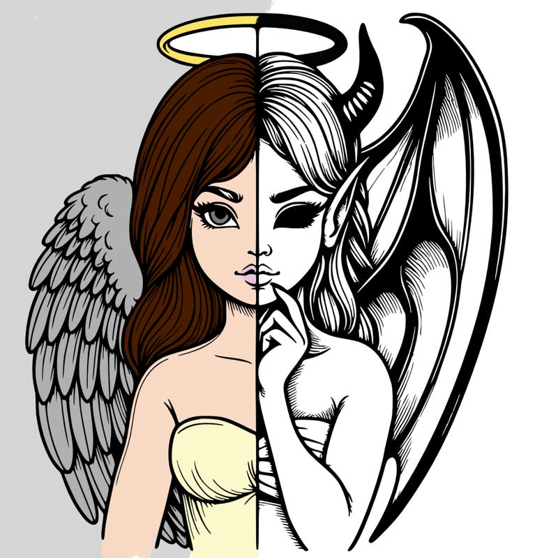 realistic angel half demon