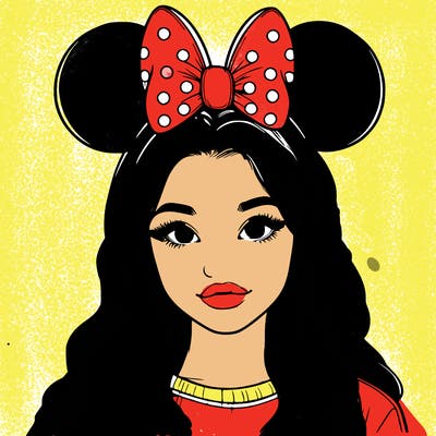 aesthetic realistic girl wearing mickey mouse ears