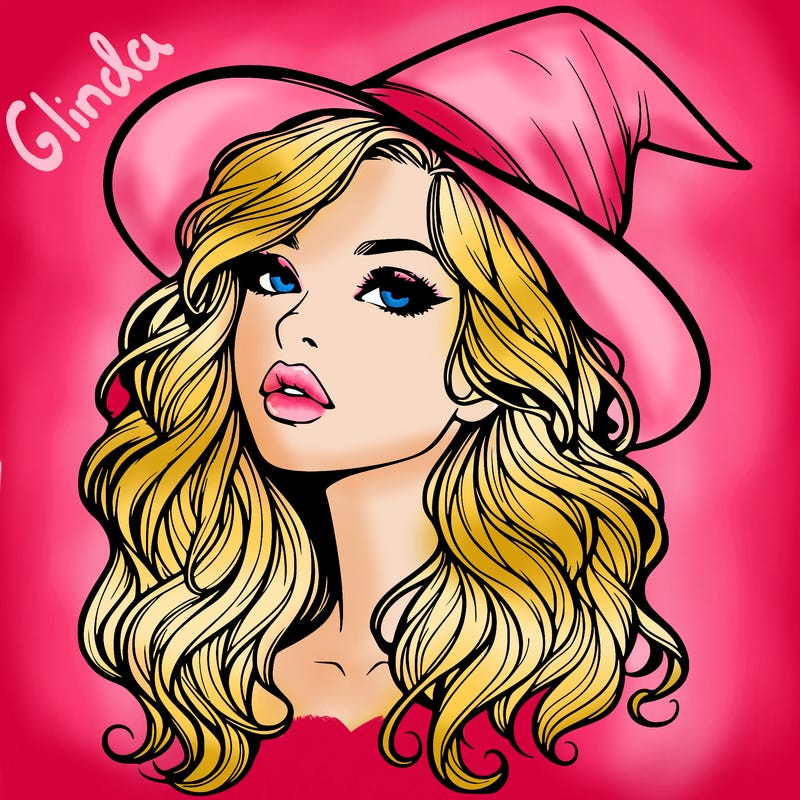 realistic witch girl with wavy hair and lips