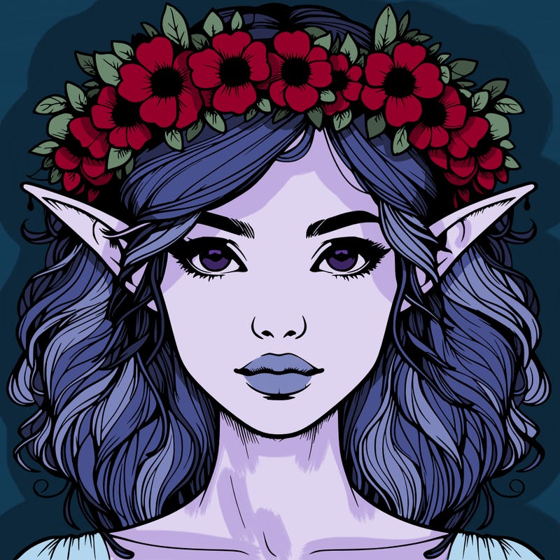 realistic female elf with flower crown
