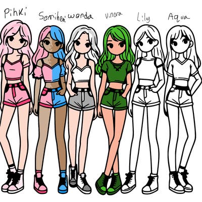 a group of girls wearing crop tops and shorts