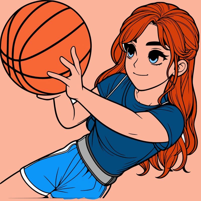 realistic girl playing basketball