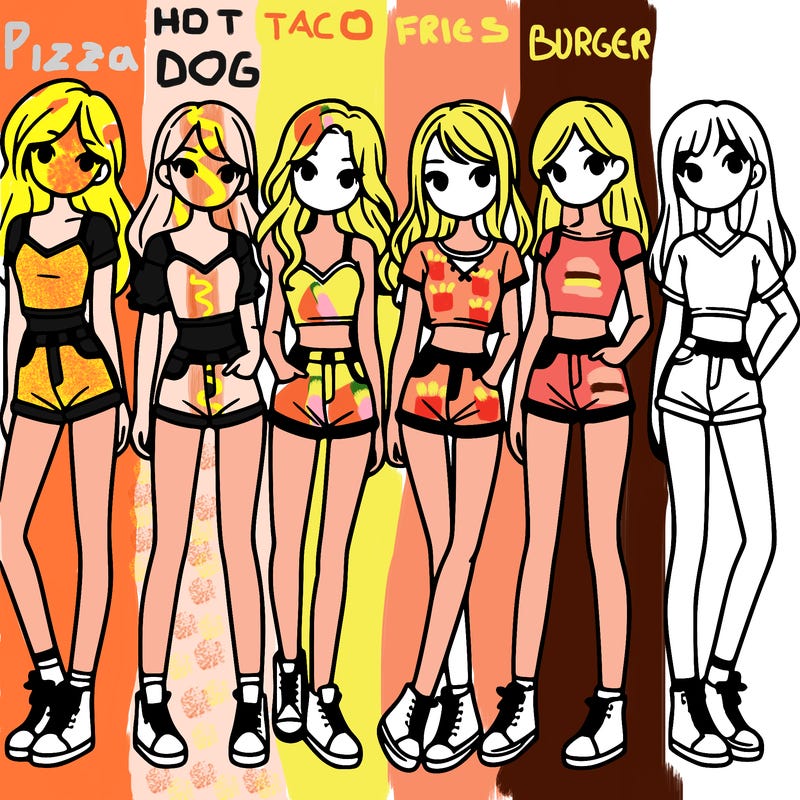 a group of girls wearing crop tops and shorts