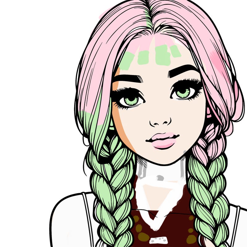 realistic girl with braids