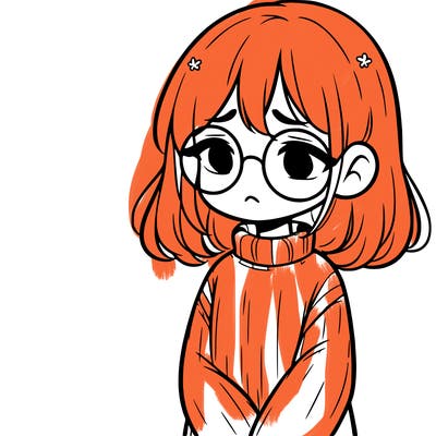 sad girl with glasses in a sweater
