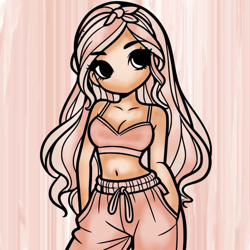 girl with crop top and sweat pants