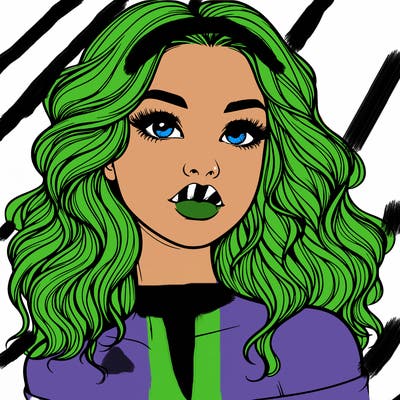 realistic girl with wavy hair and lips