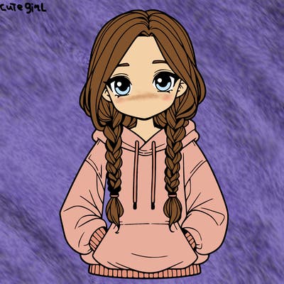 a realistic girl with a oversized hoodie and she has braids