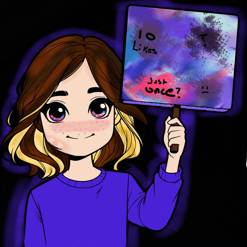 realistic girl holding up a sign