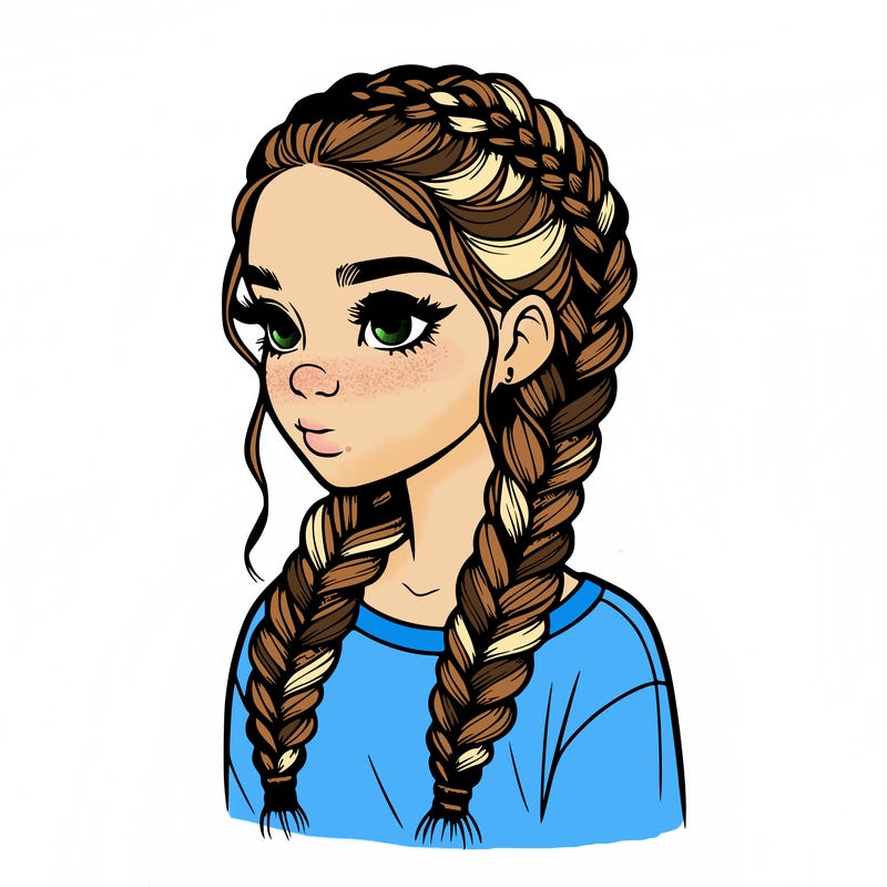 realistic girl with braids