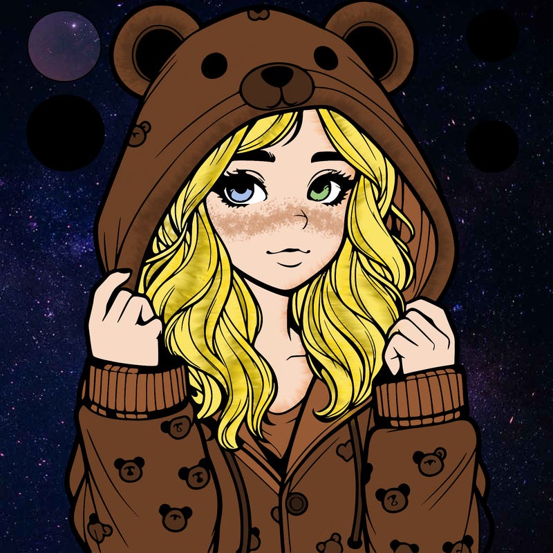 realistic girl in a animal pjs hoodie