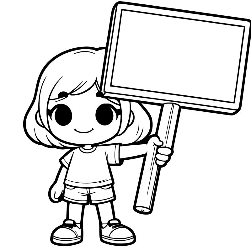 girl holding a big sign
