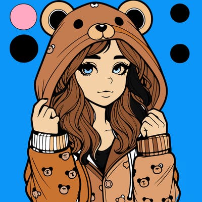 realistic girl in a animal pjs hoodie