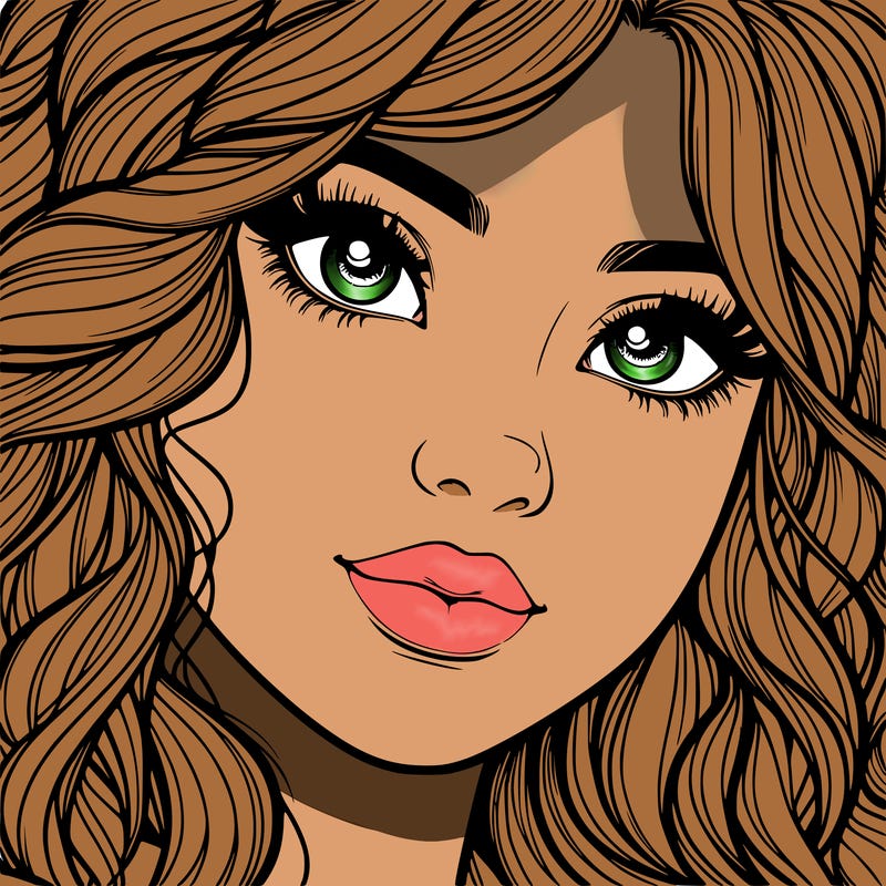 beautiful realistic girl close up to the camera with wavy hair,