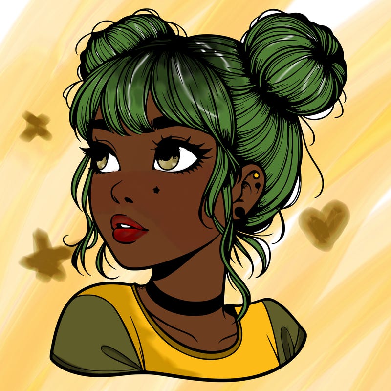 realistic girl with spacebuns