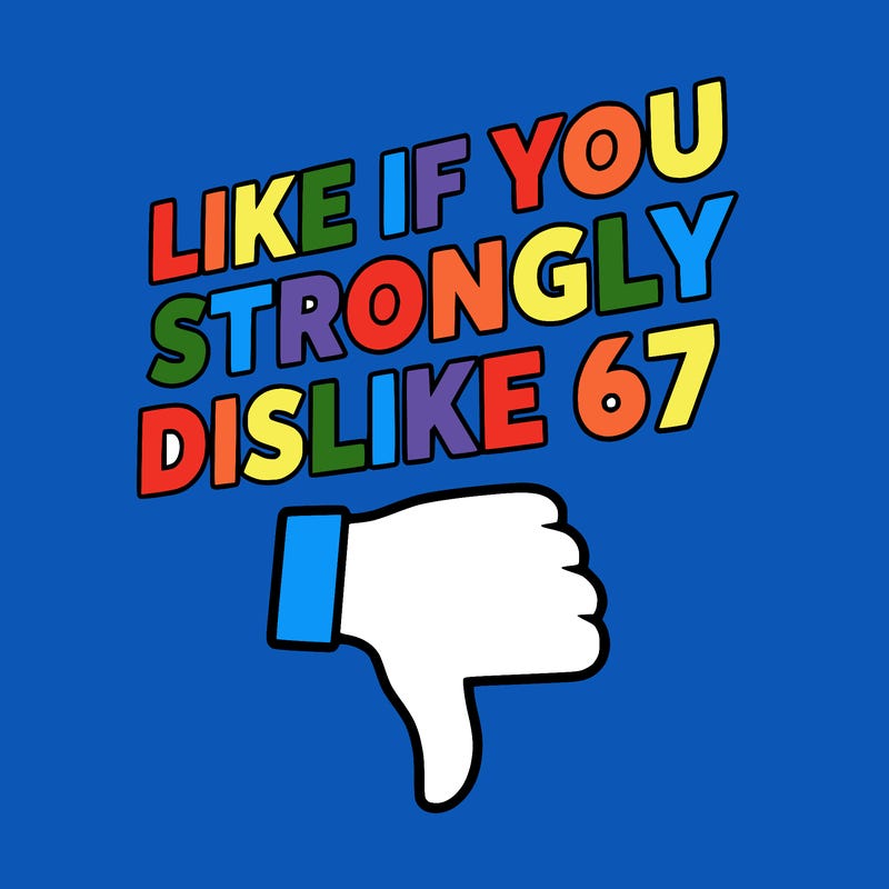 like if you strongly dislike 67