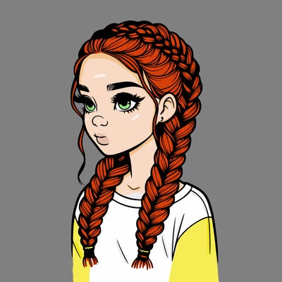 realistic girl with braids