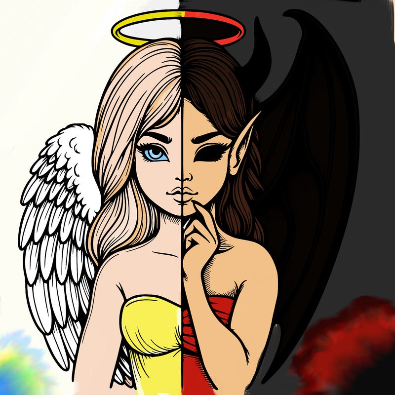 realistic angel half demon