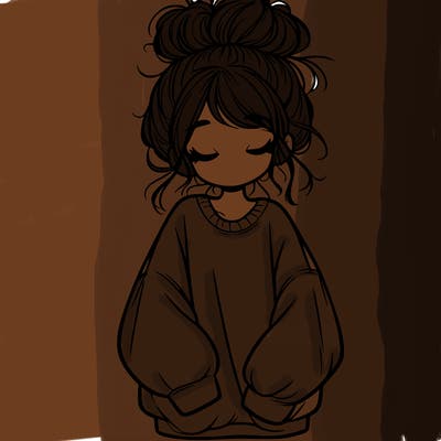 girl with baggy sweatshirt and messy bun