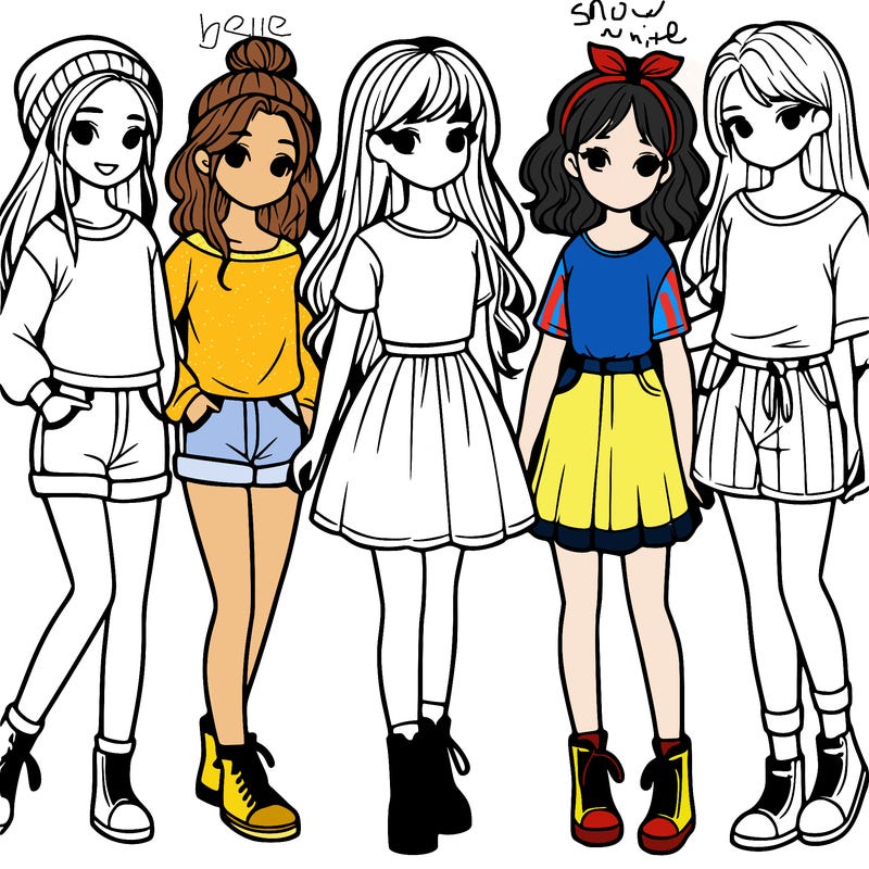 a group of five girls