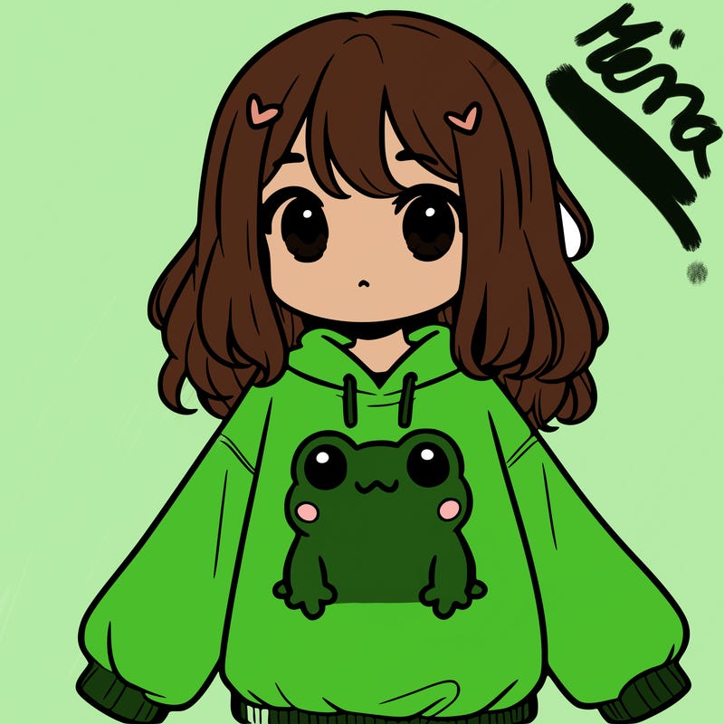 girl wearing frogging sweatshirt