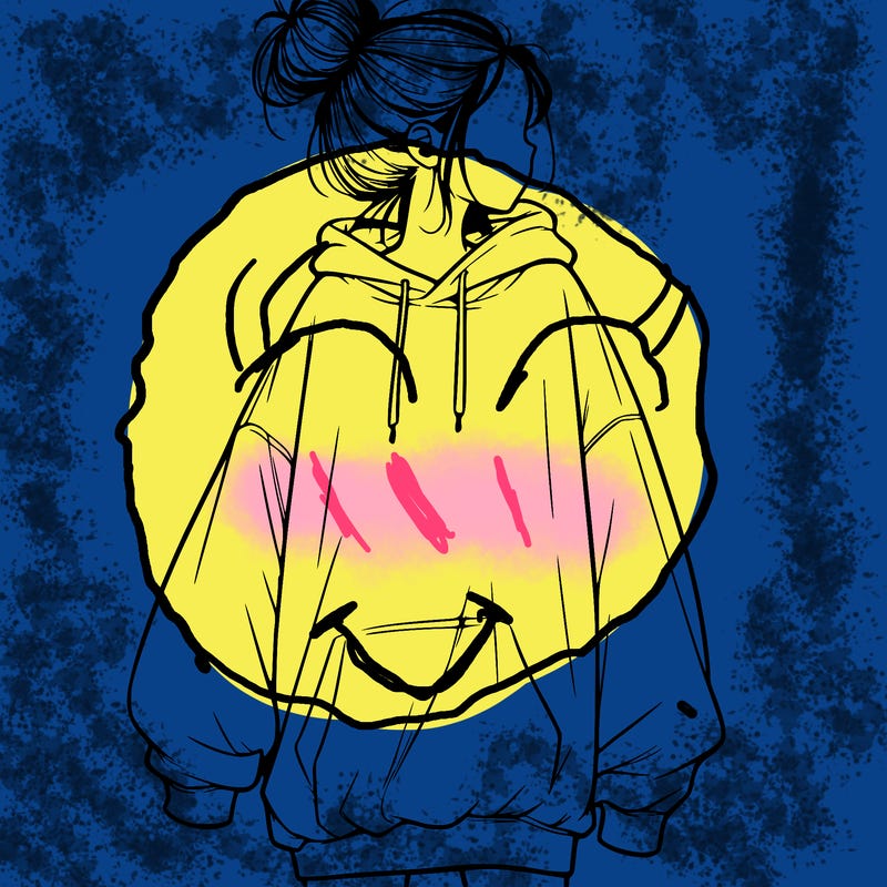 realistic girl with a oversized sweatshirt on and a bun