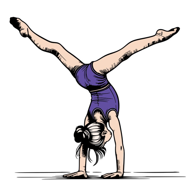 realistic gymnastic hand stand girl in four splits