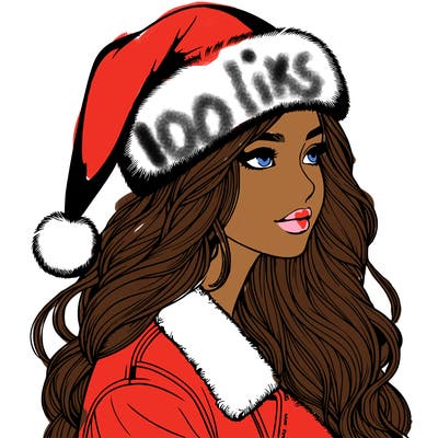 realistic girl in santa hat