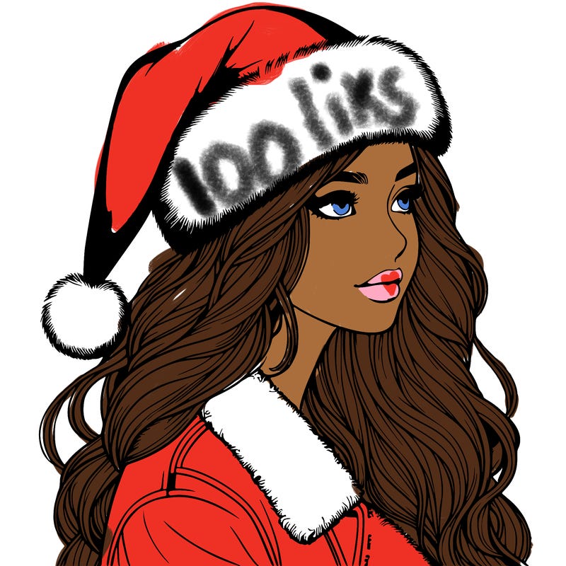 realistic girl in santa hat