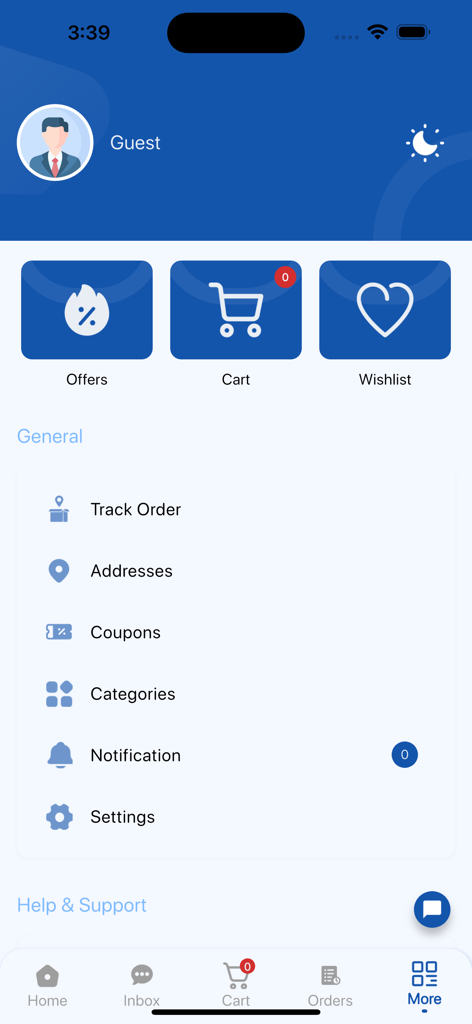 Nika Cambodia - Nika Cambodia app account menu with options for tracking orders addresses and coupons