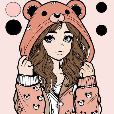 realistic girl in a animal pjs hoodie