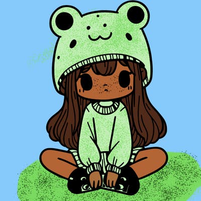 a girl wearing a frog hat and some frog socks