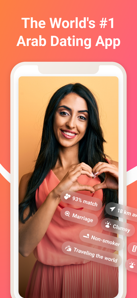 Soudfa app profile interface showing a woman with marriage and interest tags