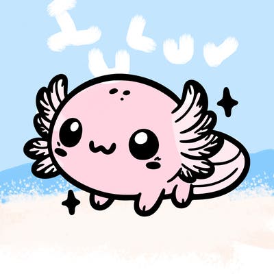 cute easy baby axolotl